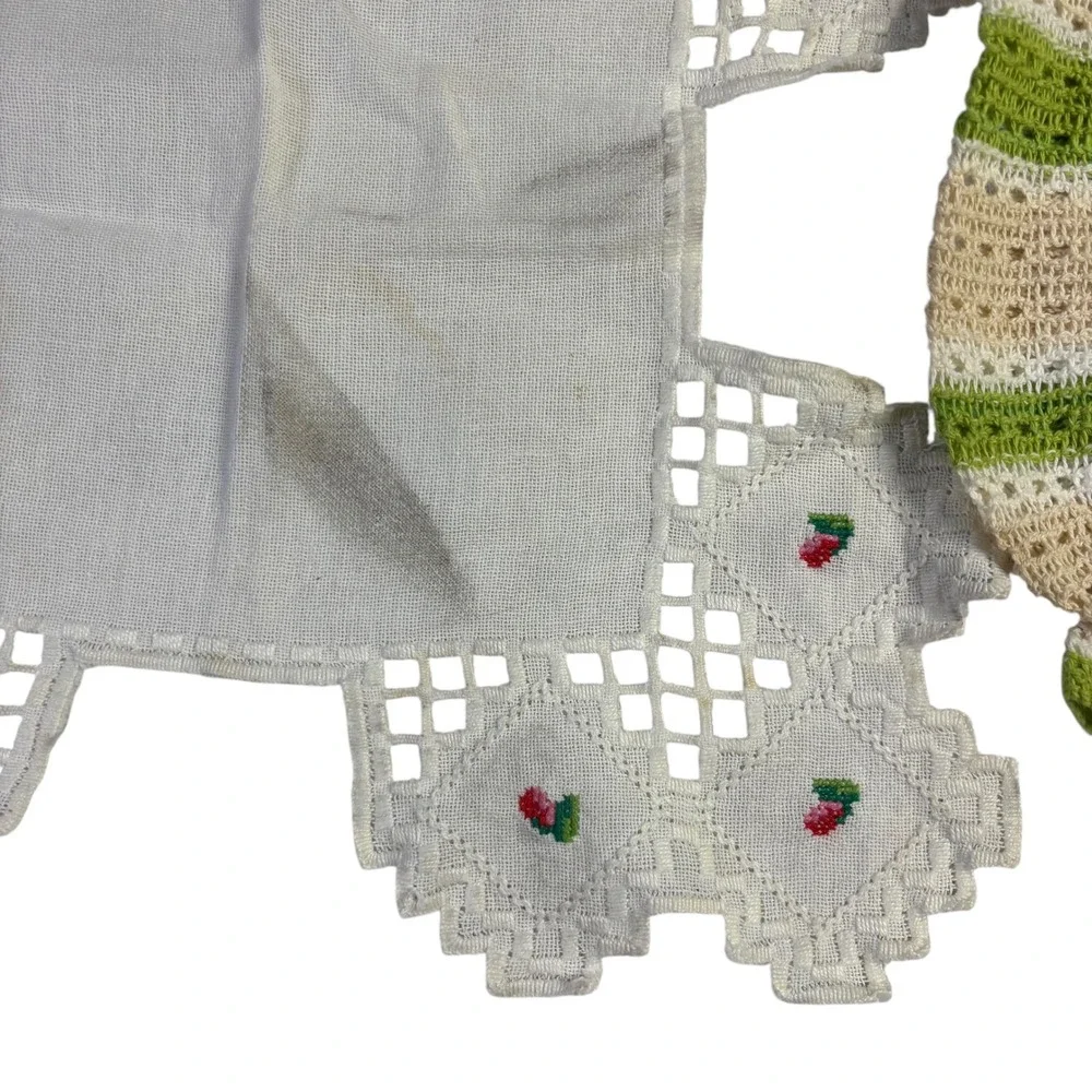 Vintage Crochet Lace Doilies Set and Hand Embroidered Hanky‎ with Baby Pants